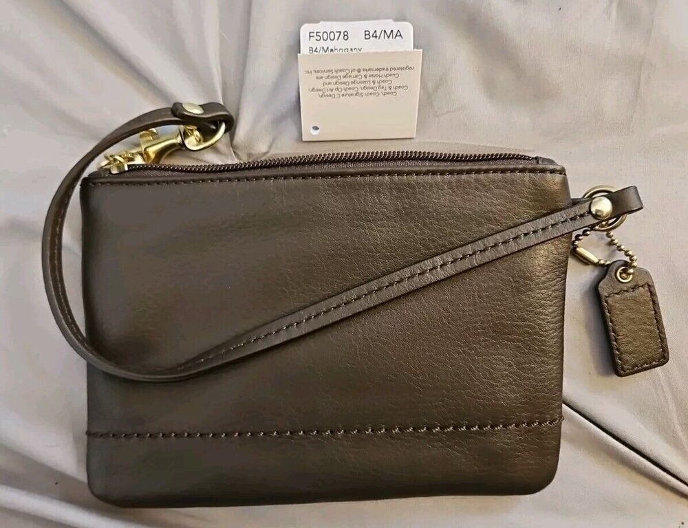 Coach CAMPBELL LEATHER SMALL WRISTLET (COACH F50078 Mahogany NWT - Picture 2 of 7